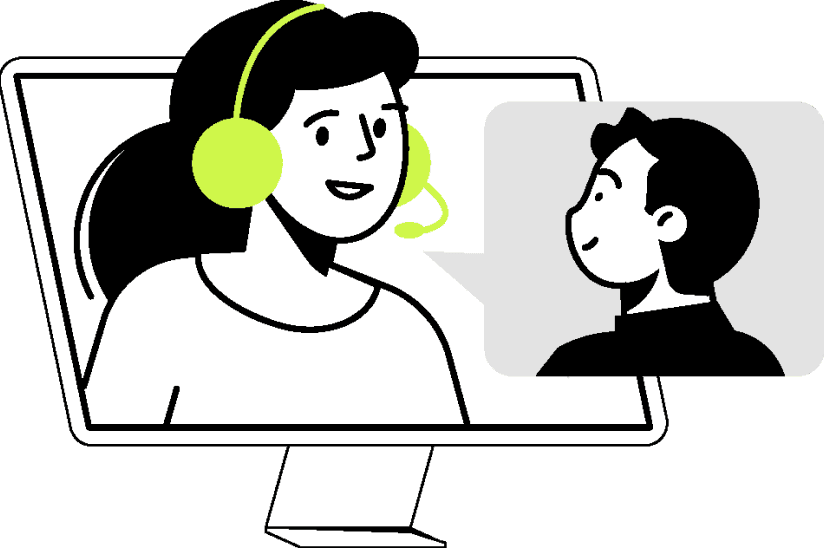 Ilustração de atendimento por videochamada