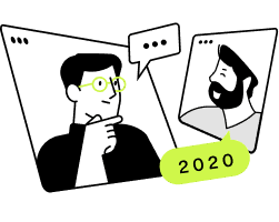 Ilustração de chamada de vídeo marcando 2020