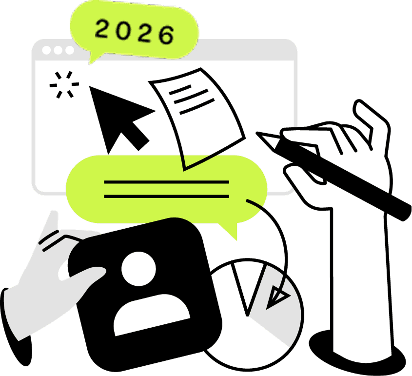 Ilustração de rebranding marcando 2026